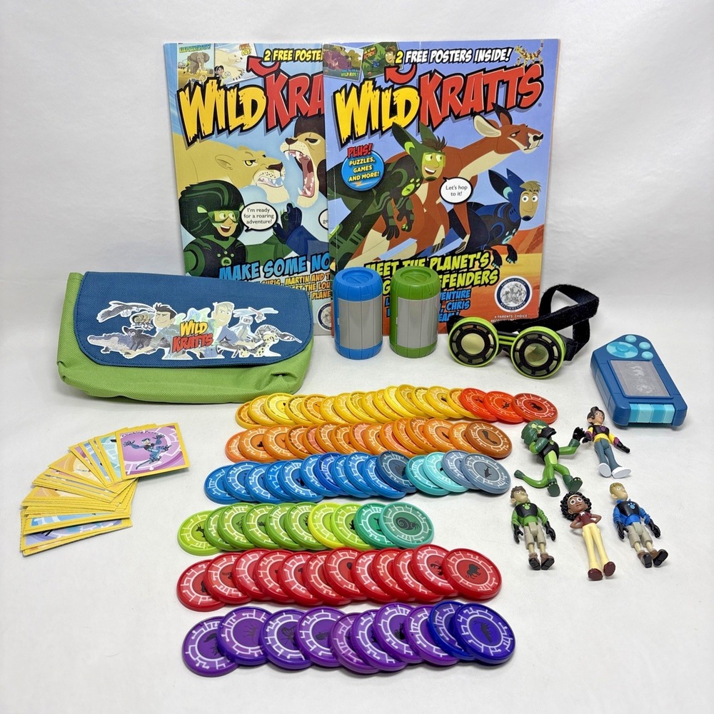 Wild Kratts Mixed Lot of 5 Figures 80 Discs Goggles 2 Magazines 24 Fanny Pack - Picture 1 of 10